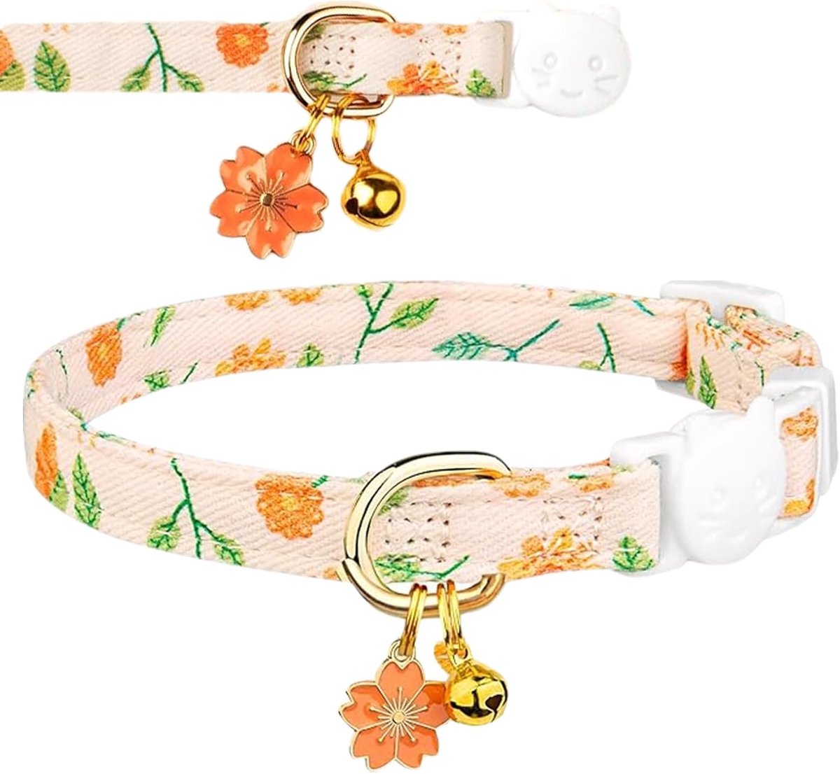 Kattenhalsband met bloemhanger en belletje, veiligheidssluiting | verstelbare veiligheidsriem, geschikt voor kittens, voor buitengebruik, zacht en comfortabel, ideaal voor dagelijks gebruik