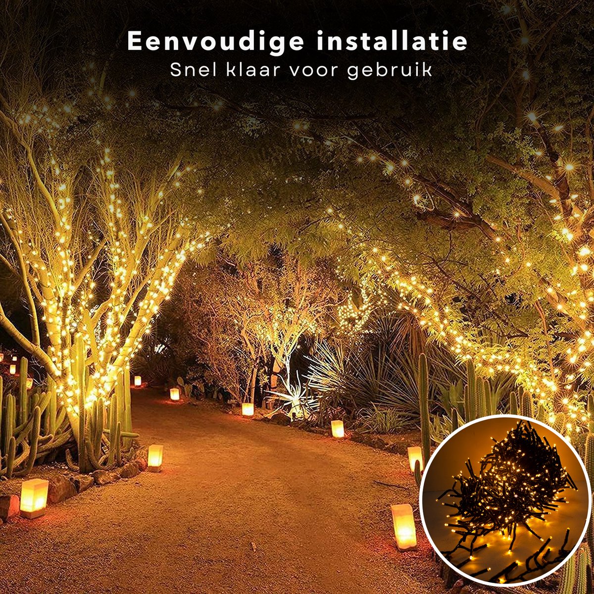 Cheqo® Kerstverlichting - Kerstboomverlichting - Kerstlampjes - 97 LED - 7M - Voor Binnen en Buiten - Timer - Veelkleurig - 8 Lichtfuncties - Op Batterijen - Extra Warm Wit - Gekleurde Kerstverlichting - Sfeerverlichting - Feestverlichting – foto 3