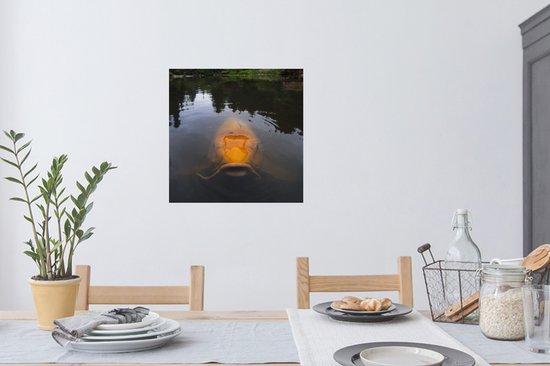 Stickers muraux - Une carpe koï géante dans l'eau - 80x80 cm - Film adhésif