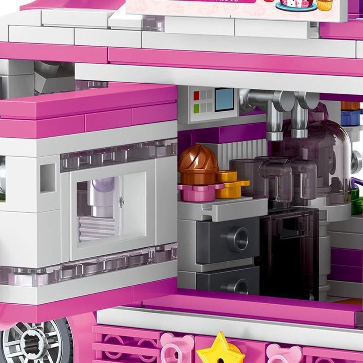 Zhe Gao 00889 Cake truck bouwset | City & friends Adventure | Classic Creator STEM speelgoed knutselen meisjes bouwpakket | Kermis & Pretpark Auto Foodtruck modelbouw voor kinderen & volwassenen | niet geschikt voor Lego | Bouwdoos met 608 bouwstenen — afbeelding 7