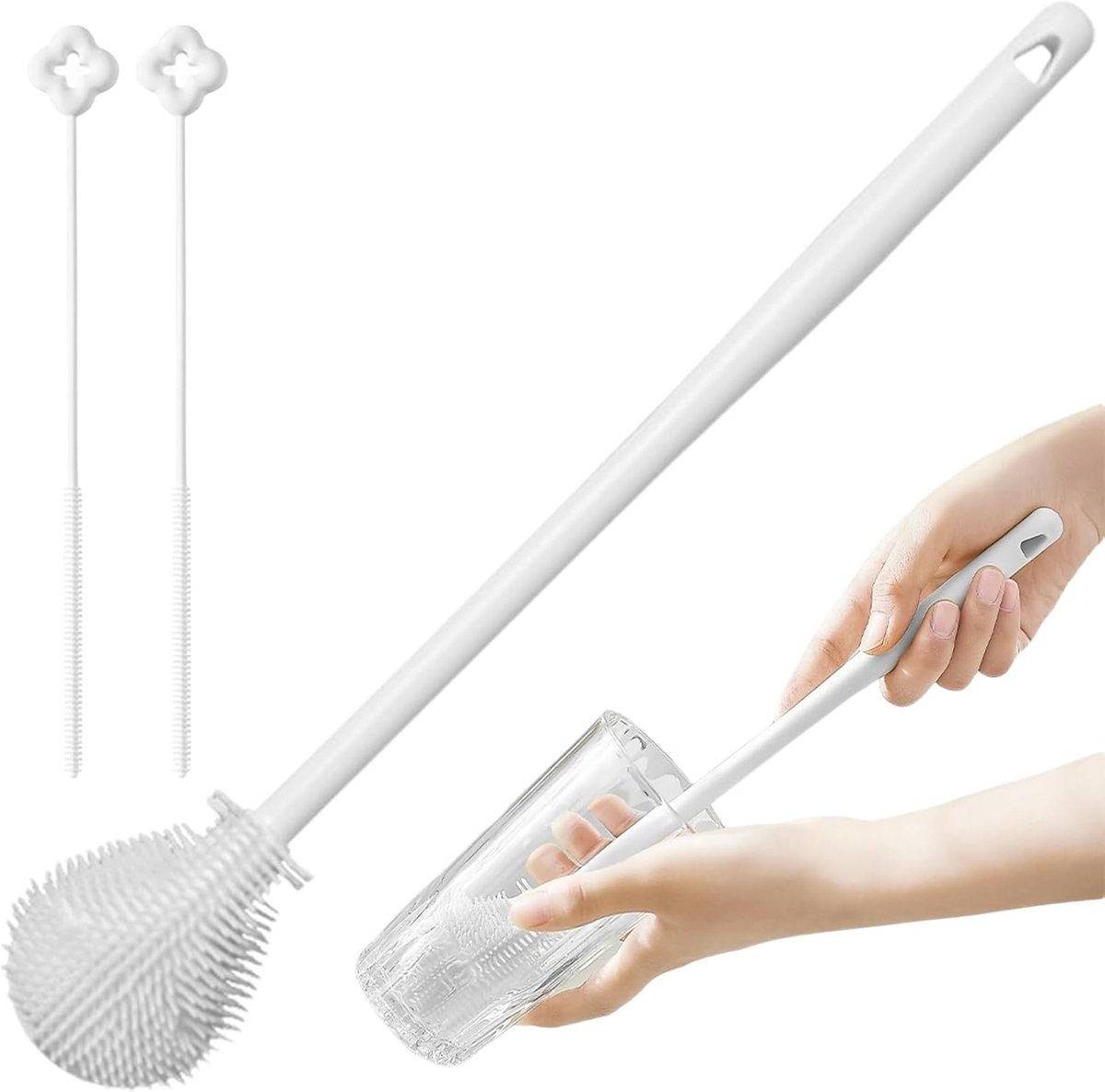 Borstels en flessenborstelset, glasflesreiniger, flessenborstel, voor het wassen van rietjes