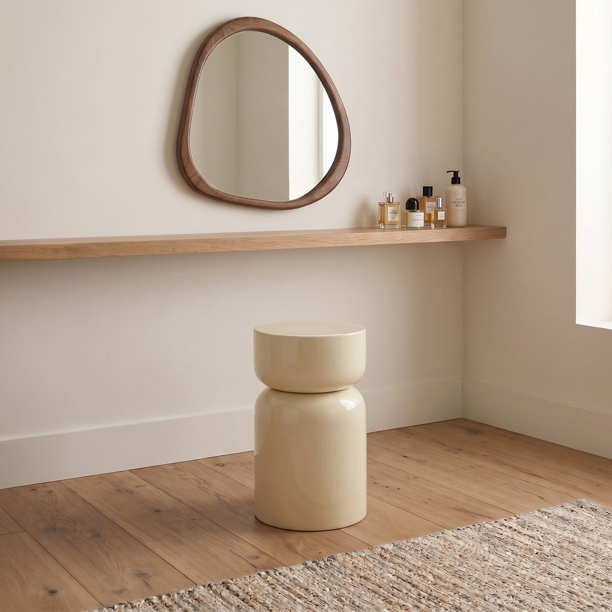 Zones Bijzettafel Crème Hoogglans Metaal - Elegant & Compact