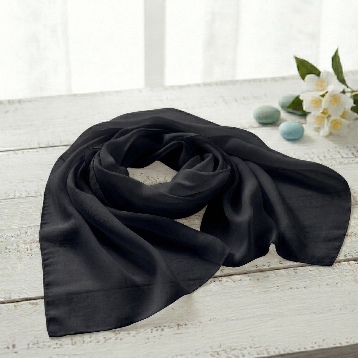 Dames chiffon halsdoek in eenkleurig unicolor - doekgrootte 160 cm x 36 cm - Made in Italy