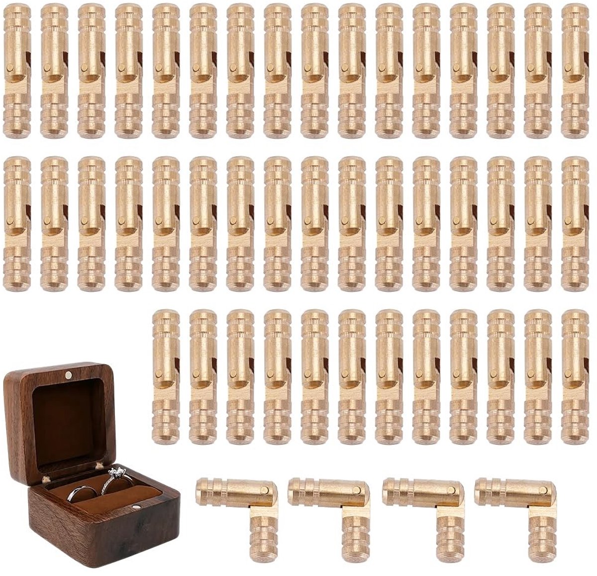 Dailygoods- Cilinderscharnieren 50 Stuks - Messing - Verborgen 270 Graden - Mini-Vatscharnieren - Voor Sieradenkistje - Kleine Kastdeuren - Mini-scharniertjes