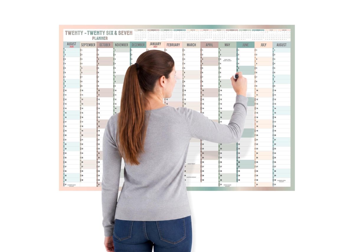 Dailygoods- Wandplanner A1 2026-2027 - Academische Kalender - Jaarplanner - Grote Studie Grafiek - 59,4 x 84,1 cm - Organizer voor School/Kantoor - Muurkalender