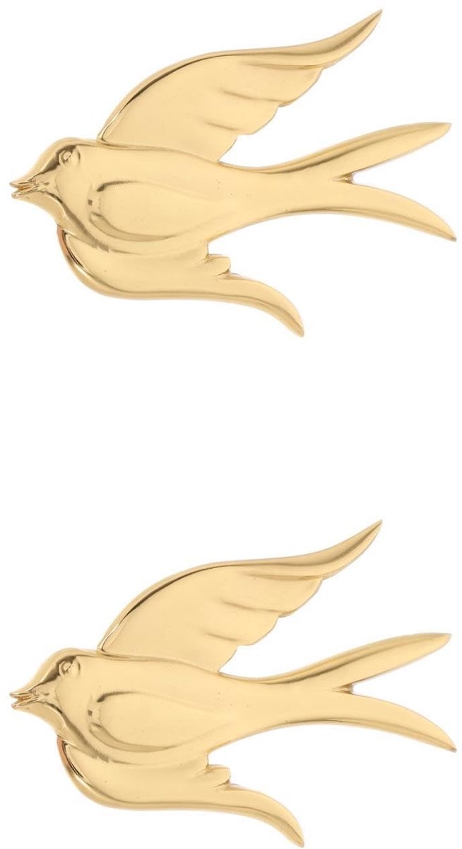 Dailygoods- Wanddecoratie Gouden Messing Vliegende Vogel - Wanddecoratie Binnen/Buiten - Wanddecoratie Tuin - Wanddecoratie Woonkamer - Wanddecoratie Industrieel - Realistisch Ontwerp 9 x 6 cm - Muurkunst