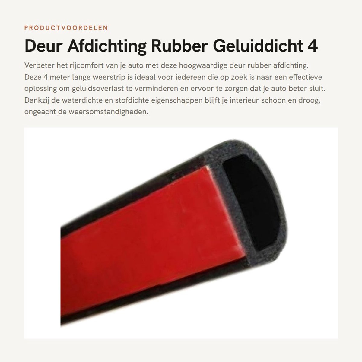 Dailygoods- Deurafdichting 4 Meter - Rubber Strip Zelfklevend - Geluiddicht - Waterdicht - Stofdicht - Optimaliseert Lekbestendigheid - Rubberstrip