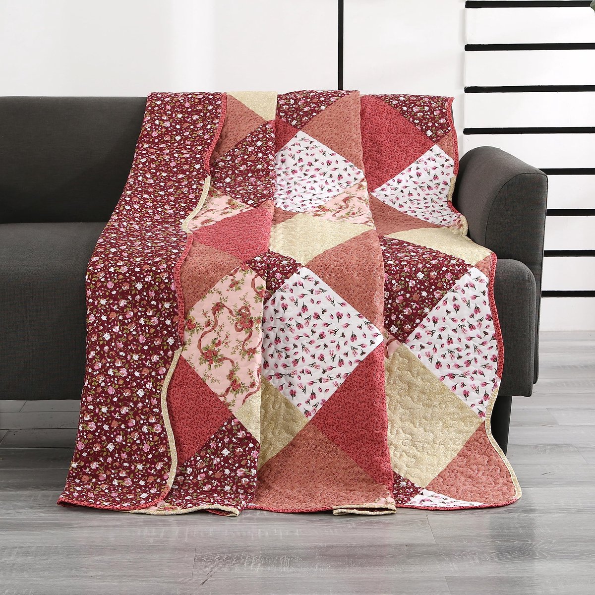 Sprei, Sprei en Sprei voor eenpersoonsbed, 150 x 200 cm, gewatteerd, omkeerbaar, meerkleurig, roze, decoratief, voor slaapkamer (roze, 150 x 200 cm)