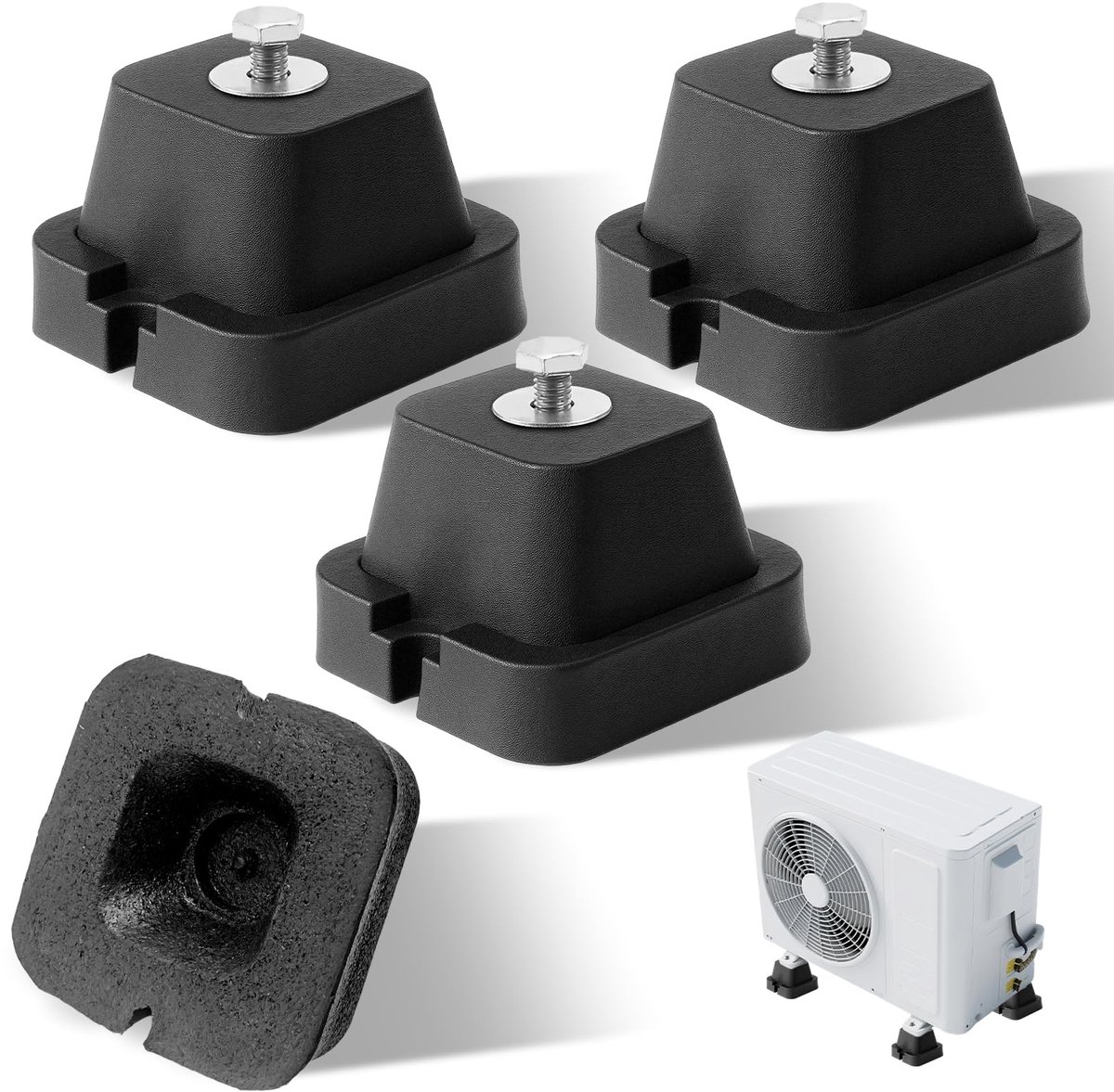 Rubberen buffers, trillingsdemper, dempingssokkel, warmtepomp, voor vloerconsole, airconditioning, schokdemper, waterdicht en schokabsorberend, 500 kg belastbaar