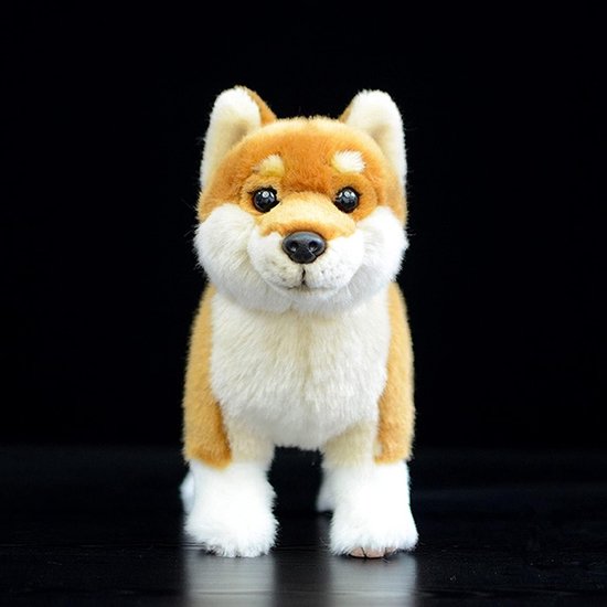 gesimuleerd Shiba Inu pluche dier, 28 cm, realistisch Shiba Inu knuffeldier, behaaglijke slaapkamerdecoratie voor tieners, geel — afbeelding 5