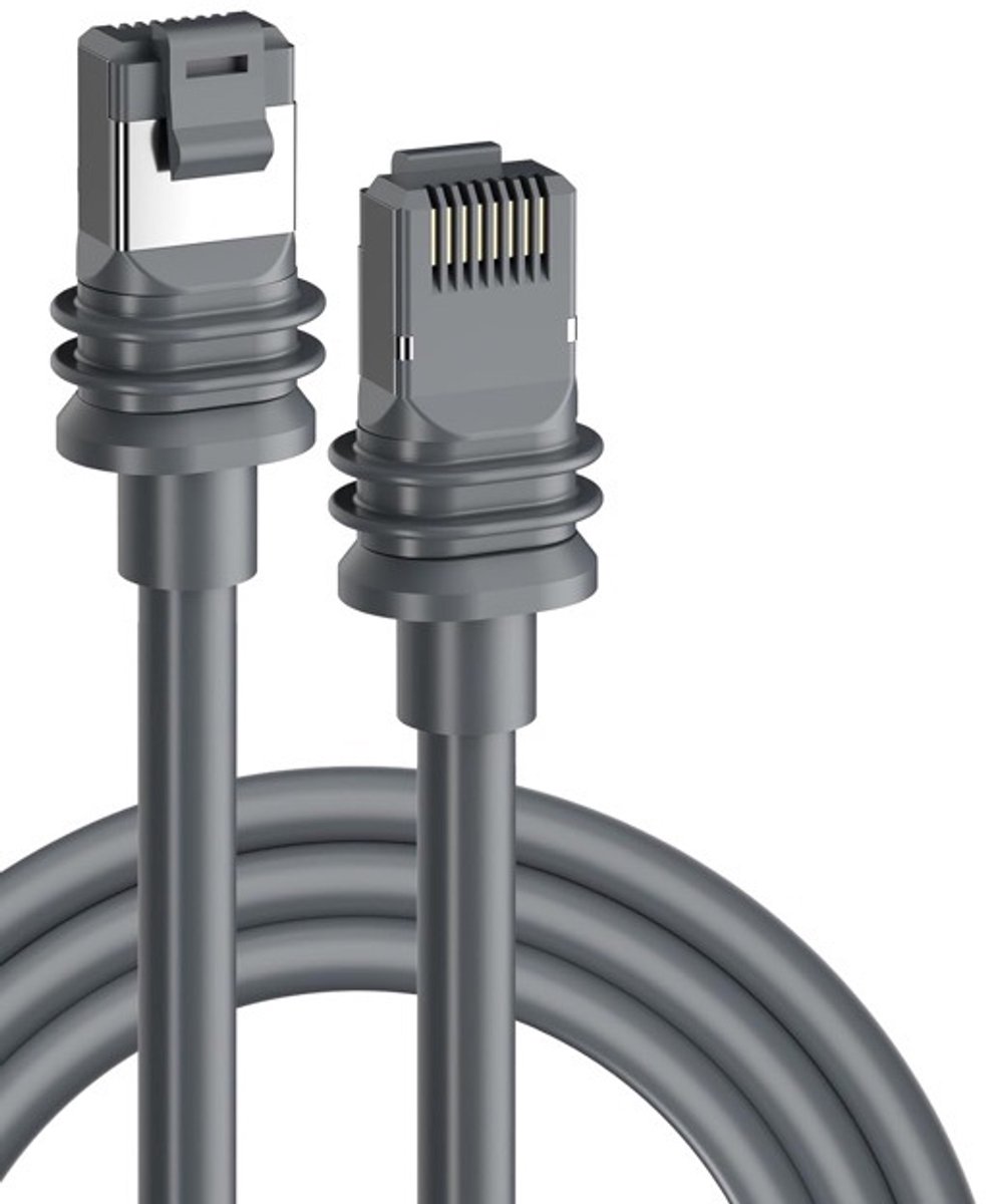 Internetkabel CAT6 10 m - Ethernet Netwerkkabel Geschikt voor Starlink Gen3 - Waterdicht - Grijs