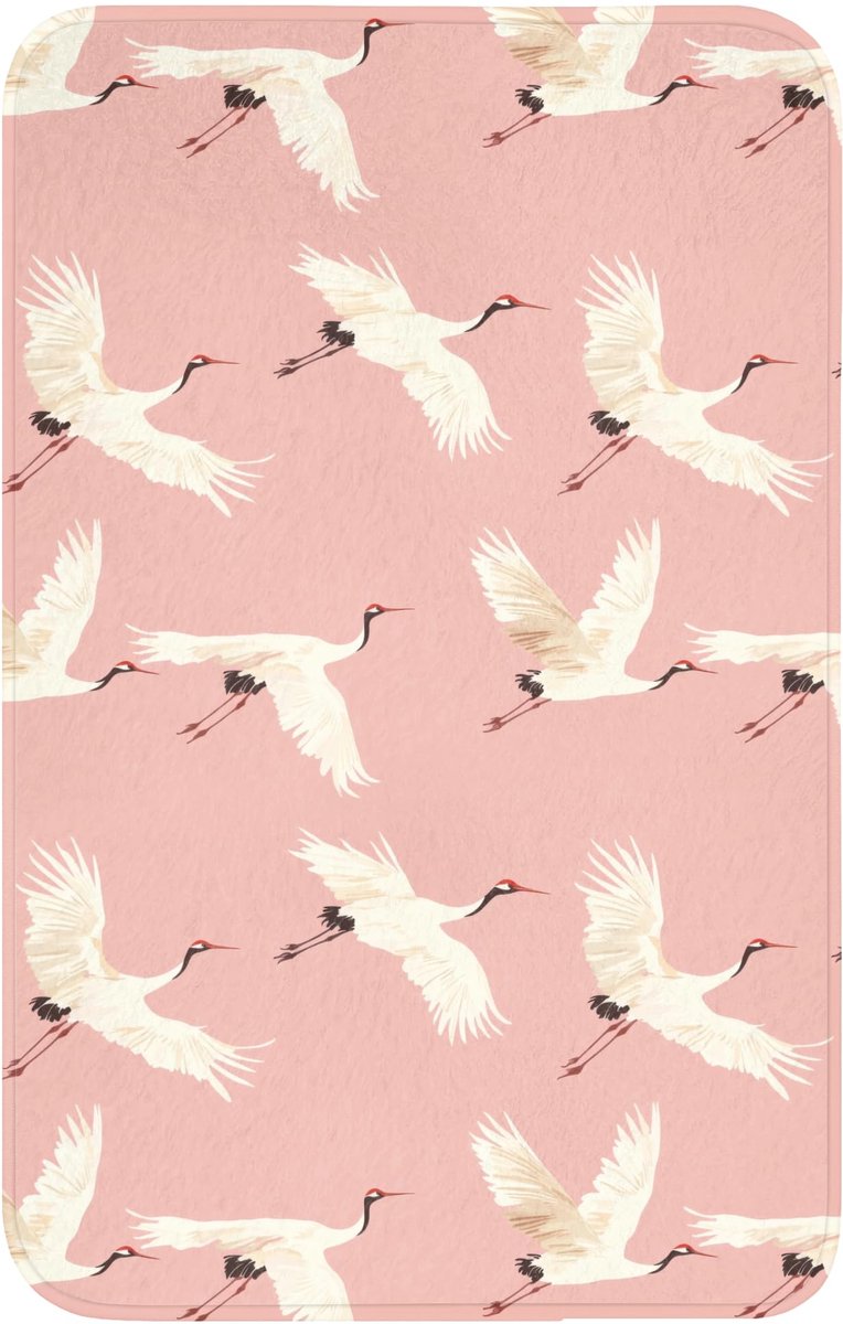 Badmat Rechthoekig 50x80 cm Badkamer Bath Mat Douchemat Antislip Wc Badkamermat Memory Foam Wasbaar Bathroom Toilet Mats Washable Modern - Kraanvogels - Roze