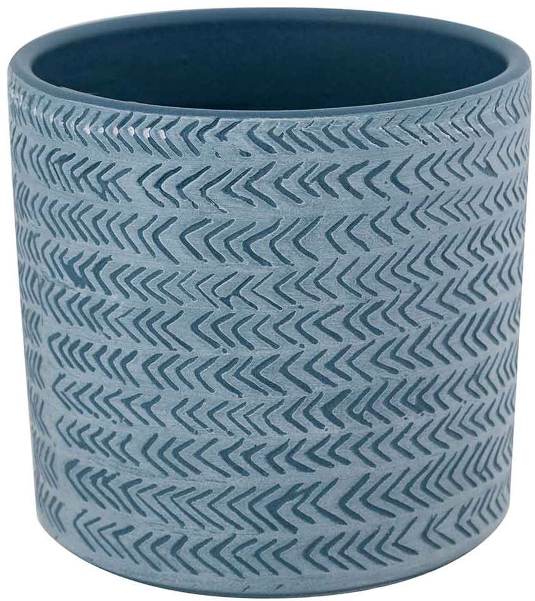 Cosy @ Home Bloempot Woven Blauw 13,5x13,5xh13cm Cil