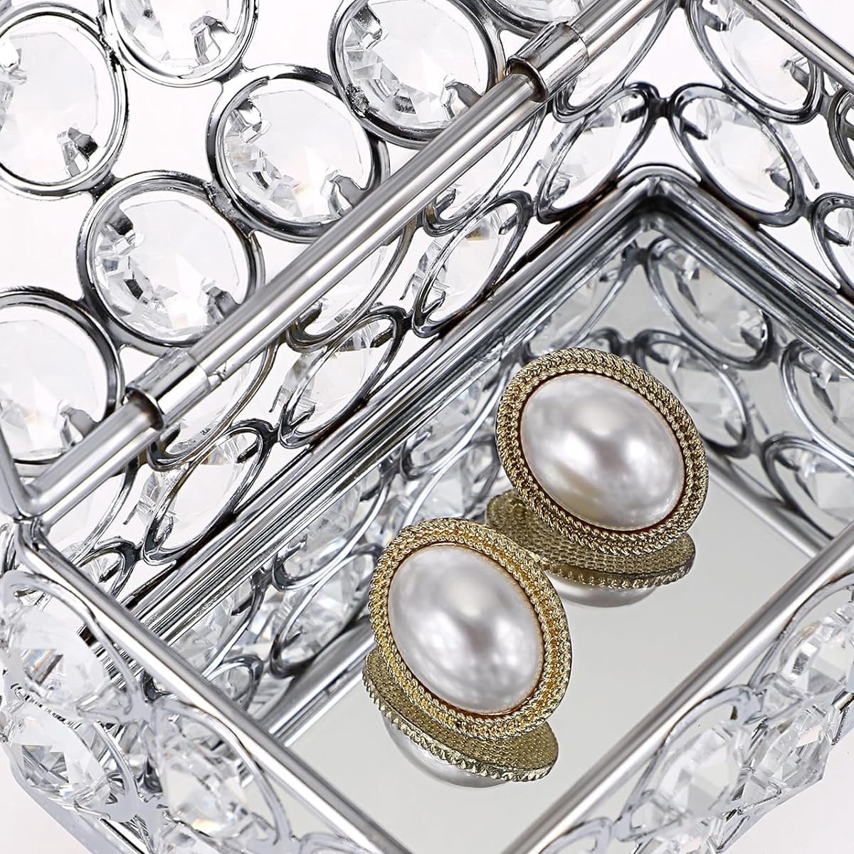 sieradendoos met deksel Make-up opbergdoos voor oorbellen ringen sieraden snuisterijen zilver