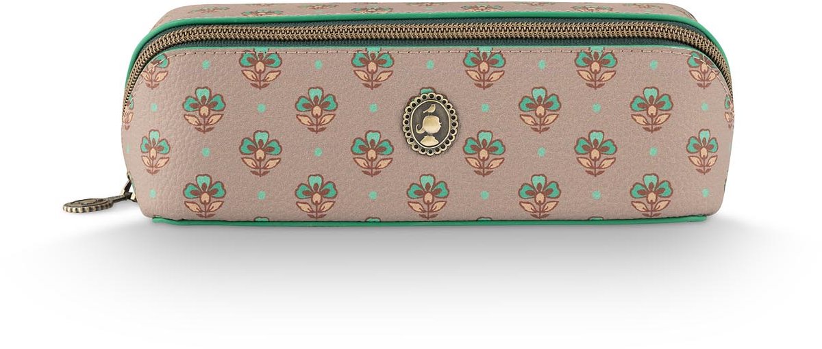 Pip Studio - Toilettas - Cyrille Small Jaipur Flower - Khaki-Groen - 20x7,5x7,5cm