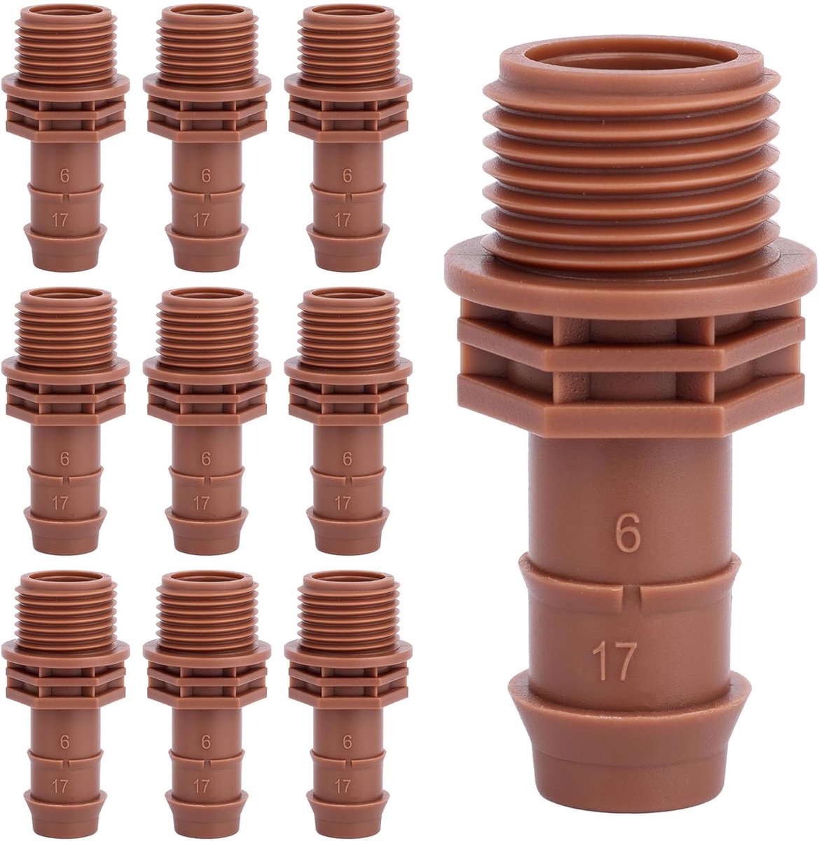 10 Stuks PVC naar Druppelirrigatie-adapters, 1/2" Buitendraad (MNPT) naar 1/2" Slangtule-Koppelingen voor Uitbreiding van het Tuinirrigatienetwerk