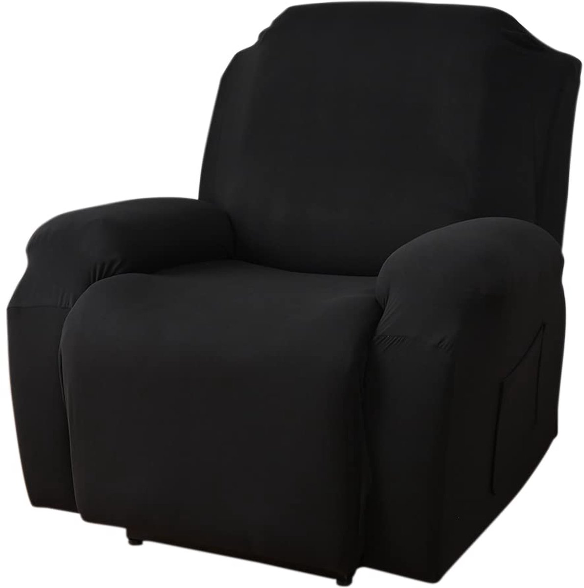Fauteuilhoezen voor 1-zits fauteuils met zakken, stretch fauteuilhoes voor elektrische stoel, bankhoezen, meubelbeschermer voor woonkamer (1-zits, zwart)