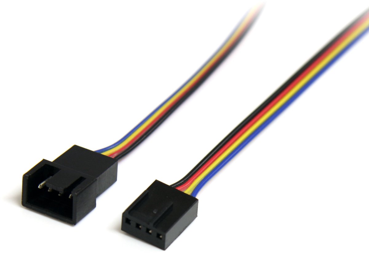 30 cm 4-pins Molex ventilator verlengkabel, st/bu, 4-pins PWM ventilatorkabel verlenging
