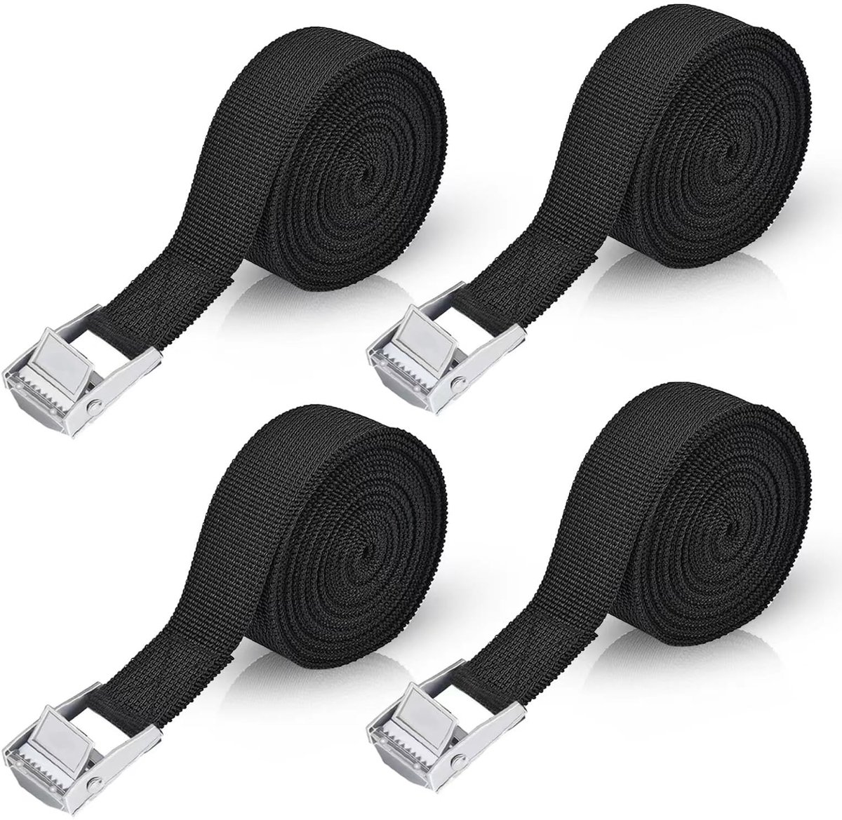 4 stuks spanbanden, bevestigingsriem, 3 m x 2,5 cm, breedte ratelspanband, verstelbare spanbanden met ratel, bevestigingsriemen voor fietsendrager, motorfiets, auto, bagagedrager, bagage, belastbaar