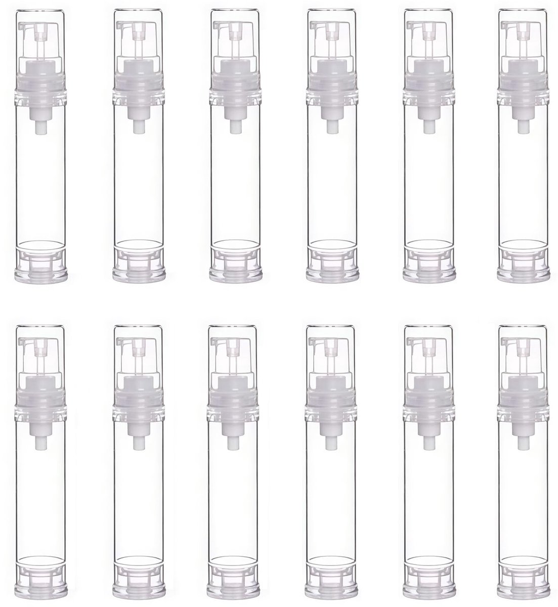 Dailygoods- Pompfles 10ml - 12 Stuks - Leeg/Navulbaar - Kunststof - Transparant - Ergonomisch Ontwerp - Reispompflessen