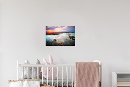Sticker Muursticker Pamukkale - Coucher de soleil sur Pamukkale en Turquie - 30x20 cm - film adhésif autocollant - sticker mural repositionnable