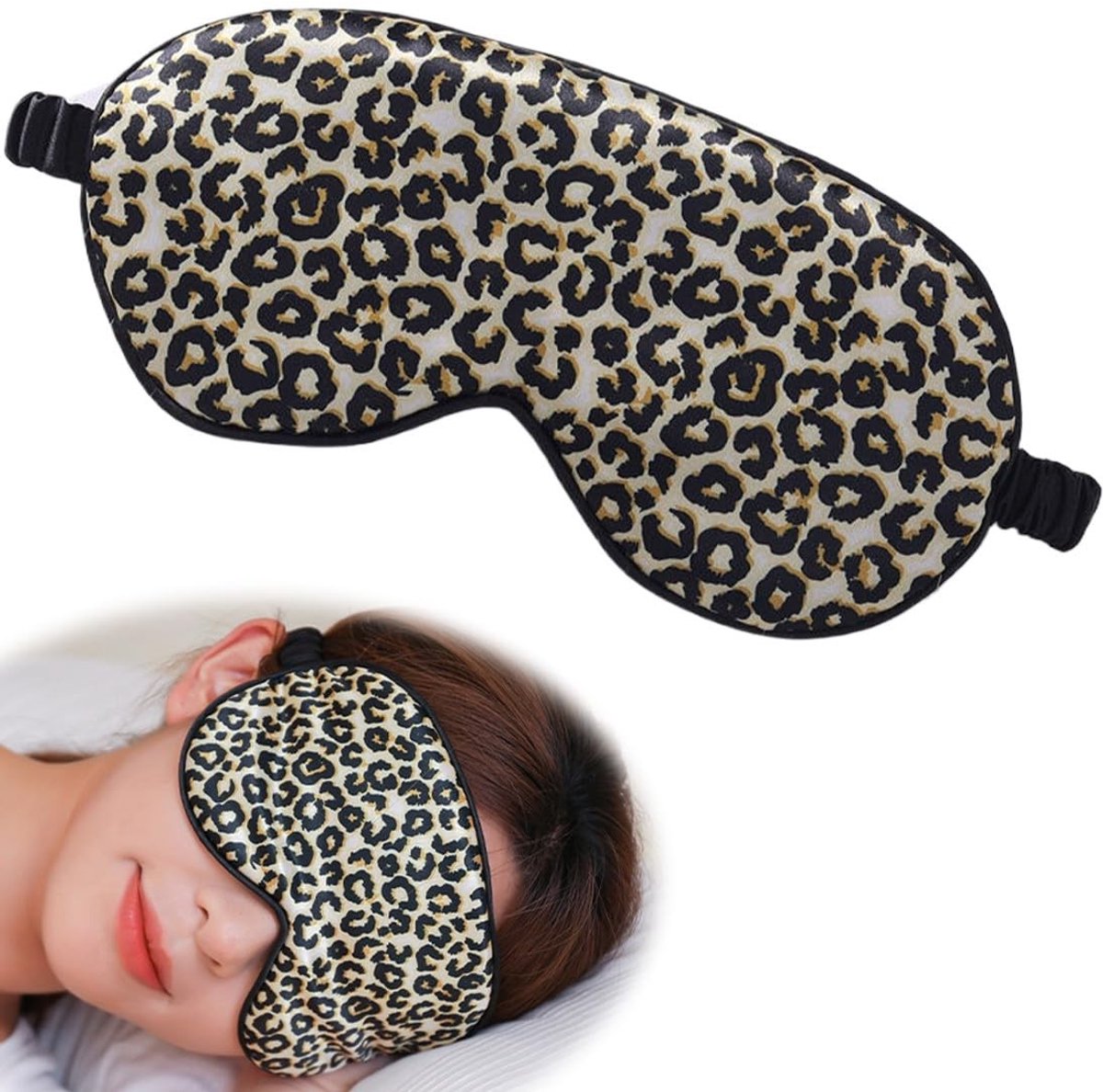 Dailygoods- Slaapmasker Comfortabel - Oogmasker Zijde - Slaapmasker Dames - Luipaardpatroon - Ultieme Slaaphulp - Aanpasbare Bandjes