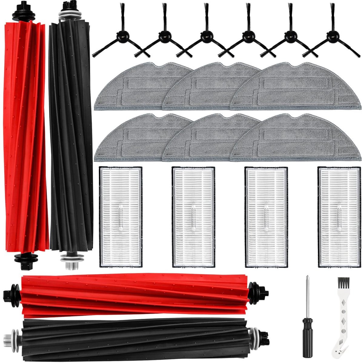 Dailygoods- Accessoires Robotstofzuiger - 22 Stuks - 4 Hoofdborstels - 4 Filters - 6 Dweilpads - 6 Zijborstels - Perfecte Pasvorm
