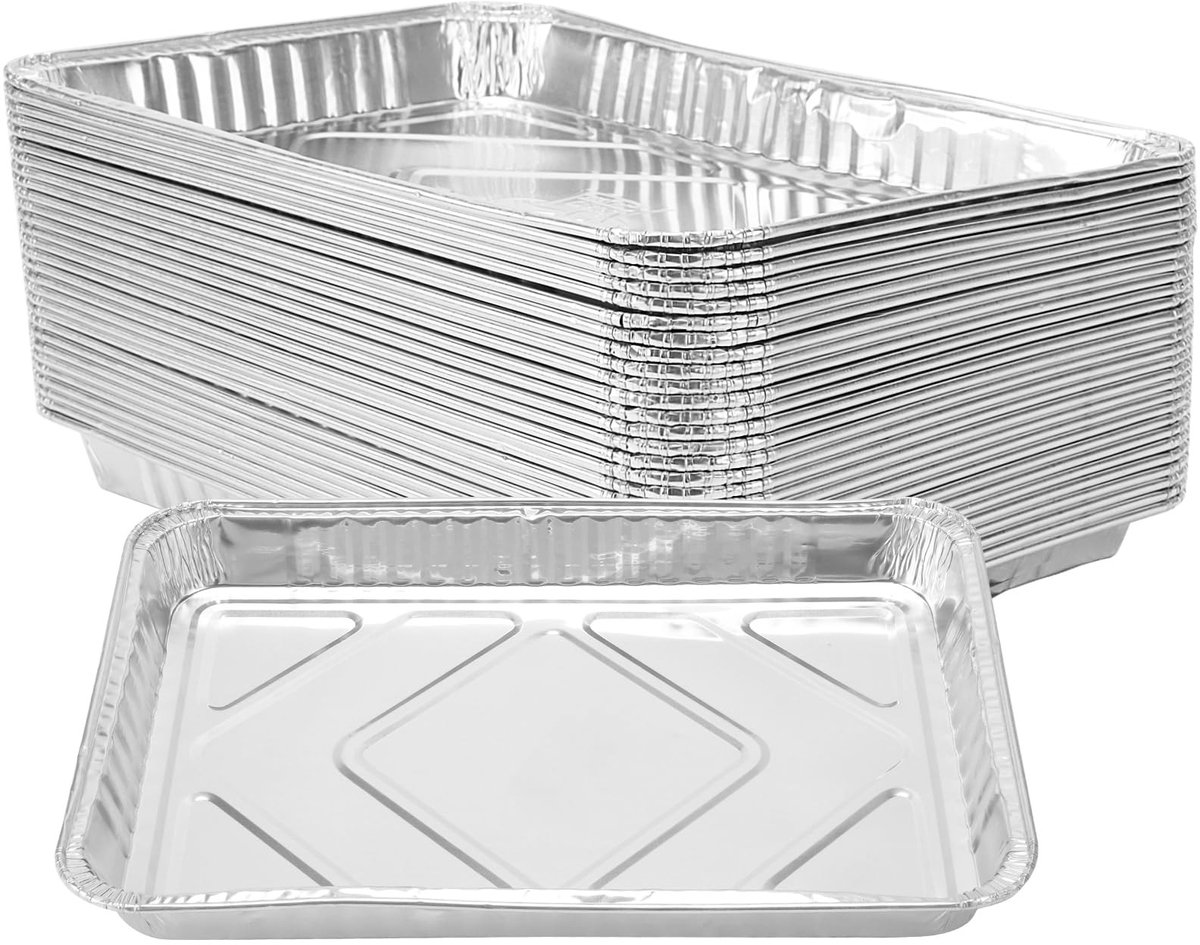 Dailygoods- Aluminiumfolie Trays 30 Stuks - 32,5 x 22,5 x 3,7 cm - 1800 ml Capaciteit - BBQ/Grillen - Feestcontainers - Stevig Materiaal - Wegwerpcontainers