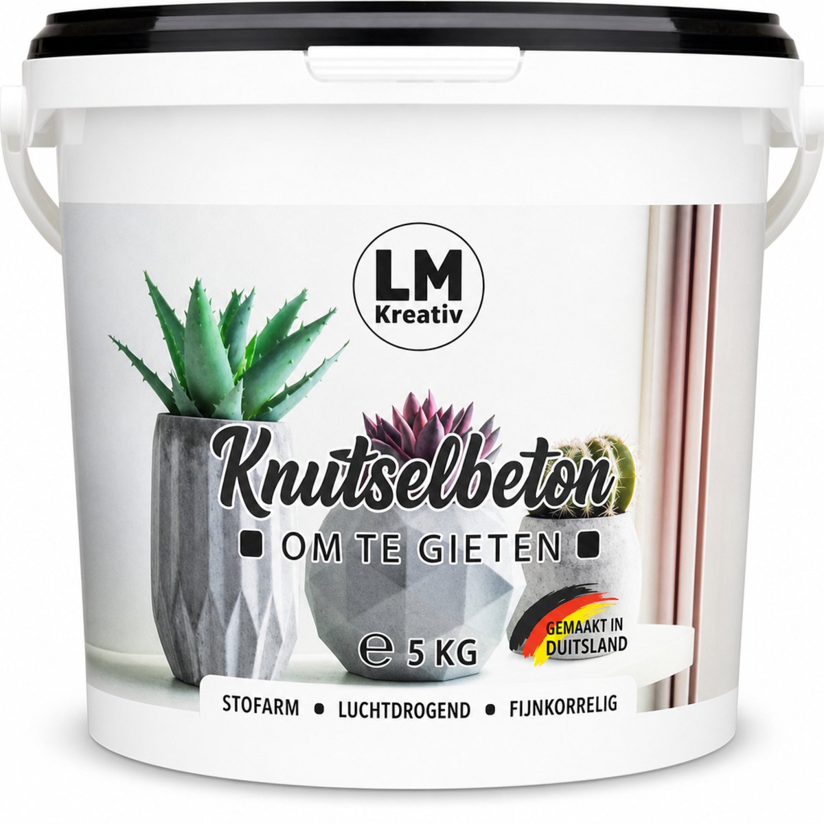 LM-Kreativ Knutselbeton - Gieteton - Om creatief te gieten - Stofarm - Weer- en vorstbestendig - Grijs - 5 kg
