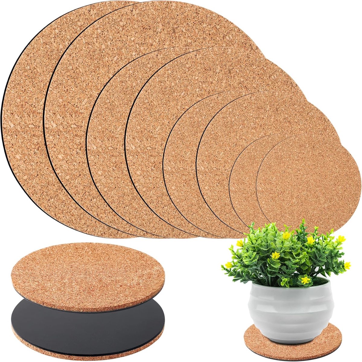 Schotels plantenmatten ronde onderzetters pad voor planten huis tuin binnen potten doe-het-zelf knutselproject (10 inch, 6 inch, 8 inch, 20 cm)