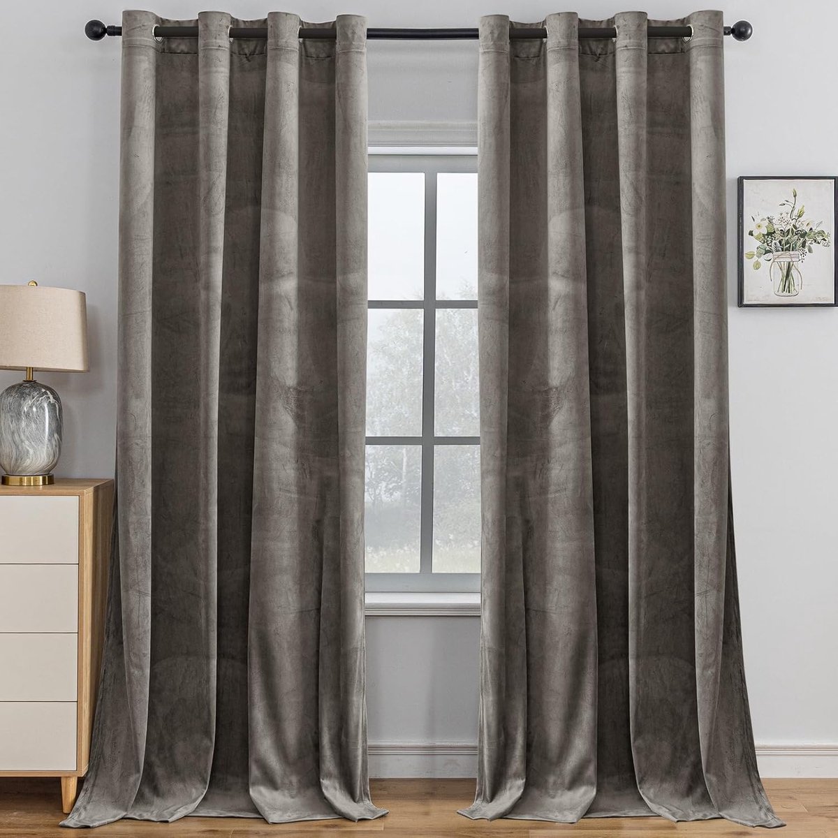 Fluwelen Gordijnen Set Van 2, 140 X 175CM(BxH), Thermisch Verduisteringsgordijn, Ondoorzichtig Gordijn Met Oogjes, Thermogordijn Woonkamer Slaapkamer, Geluidsisolatie, Camel