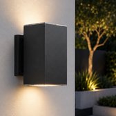 Solar wandlamp buiten ‘Sverre’ recht XL - Up down light - Warm wit licht (2700K) - 120 lumen - IP54 - USB oplaadbaar - Tuinverlichting op zonne-energie geschikt voor schutting - Zwart