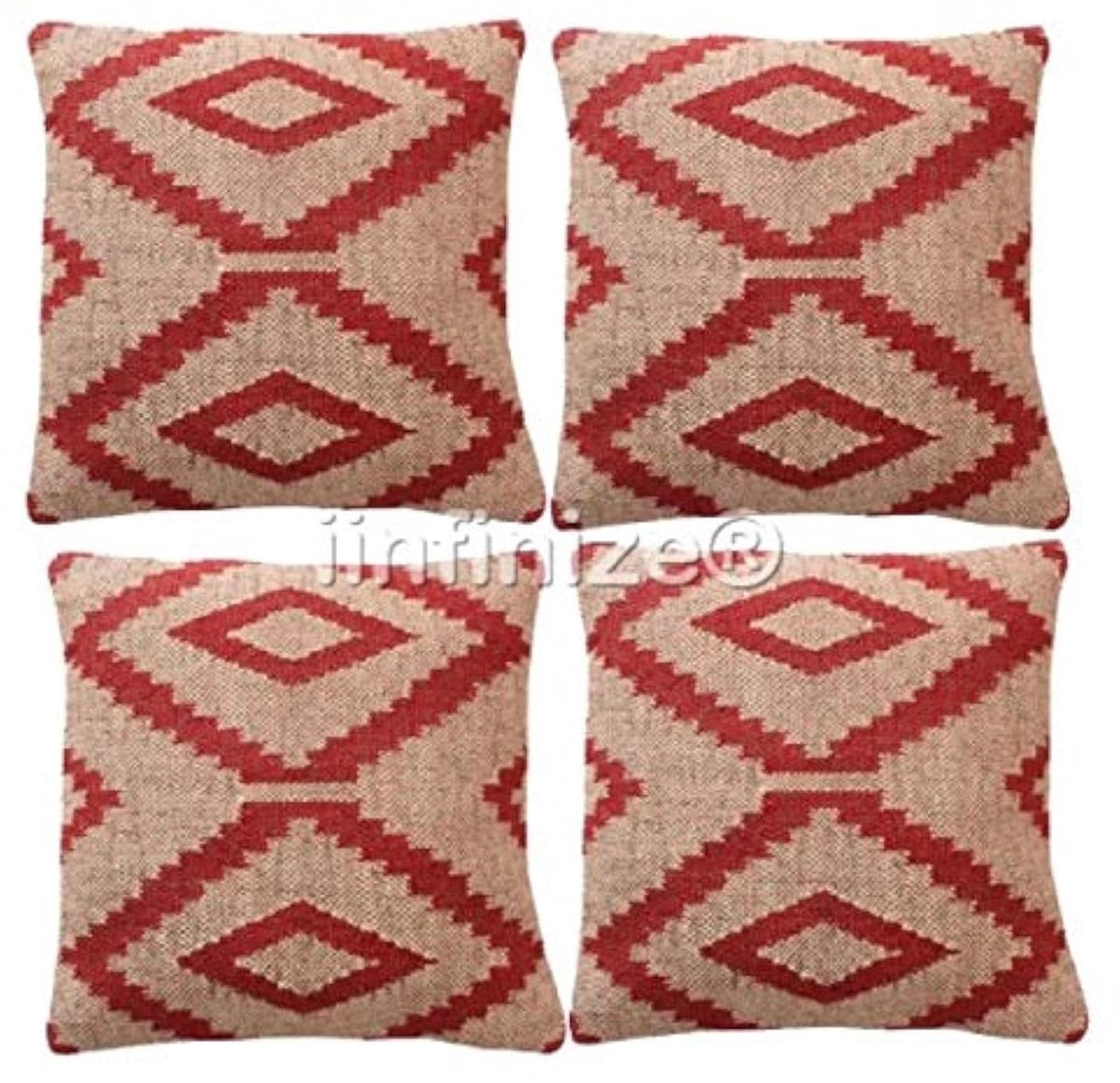 Kussenhoes Wol Jute Kussen Boho Kussensloop Handgeweven Kussen Sham 18x18 Inch (4)