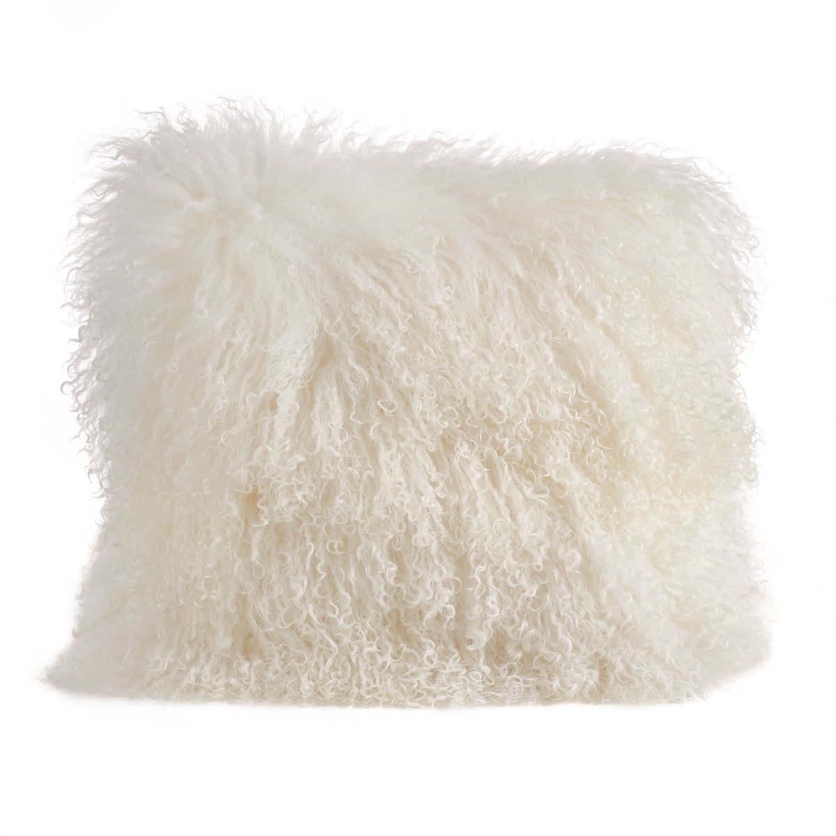 LIFESTYLE 100% wol Mongoolse lamsbont gooien kussen met Poly vulling, 20 inch, ivoor