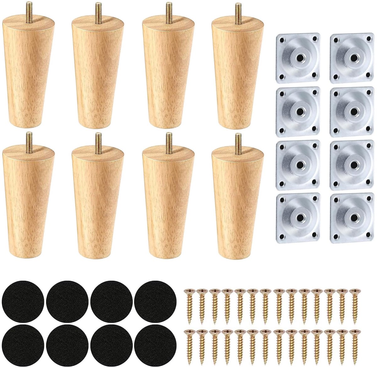 8 stuks houten meubelpoten, 8 cm, poten voor commode, reservepoten voor bank, halfjaarbank voor bank, bed, fauteuil, kast