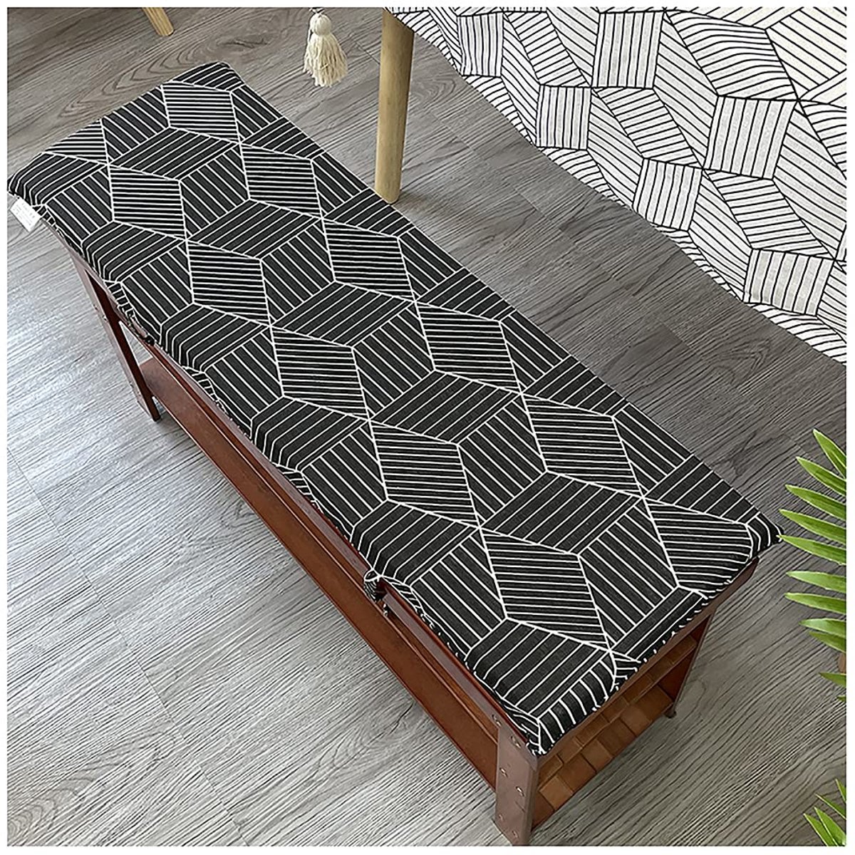 Bench Kussens, Tuinbankkussen, Zitkussens Zachte Seat Pad Meubels, Wasbare stoffen cover, voor Patio Tuin Bank Lange Bank, 2cm (0,8in) 4cm (1,6in) dik Verschillende maten-Zwart 100×35×4cm (39×1