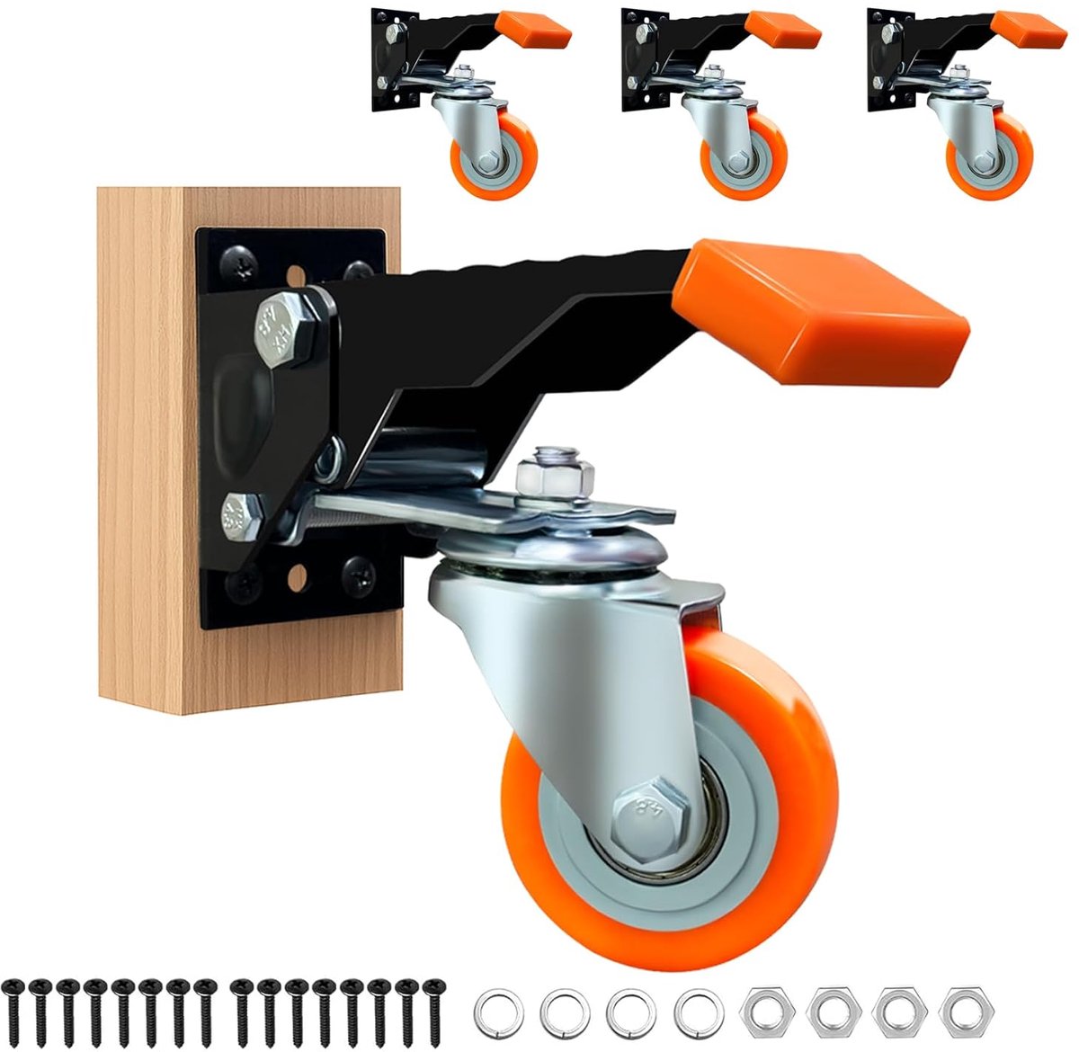 65 mm werkbankwielen, set van 4, zware meubelwielen, tot 400 kg, zwenkwielen met hef- en dalfunctie voor werkbanken, machines, tafels