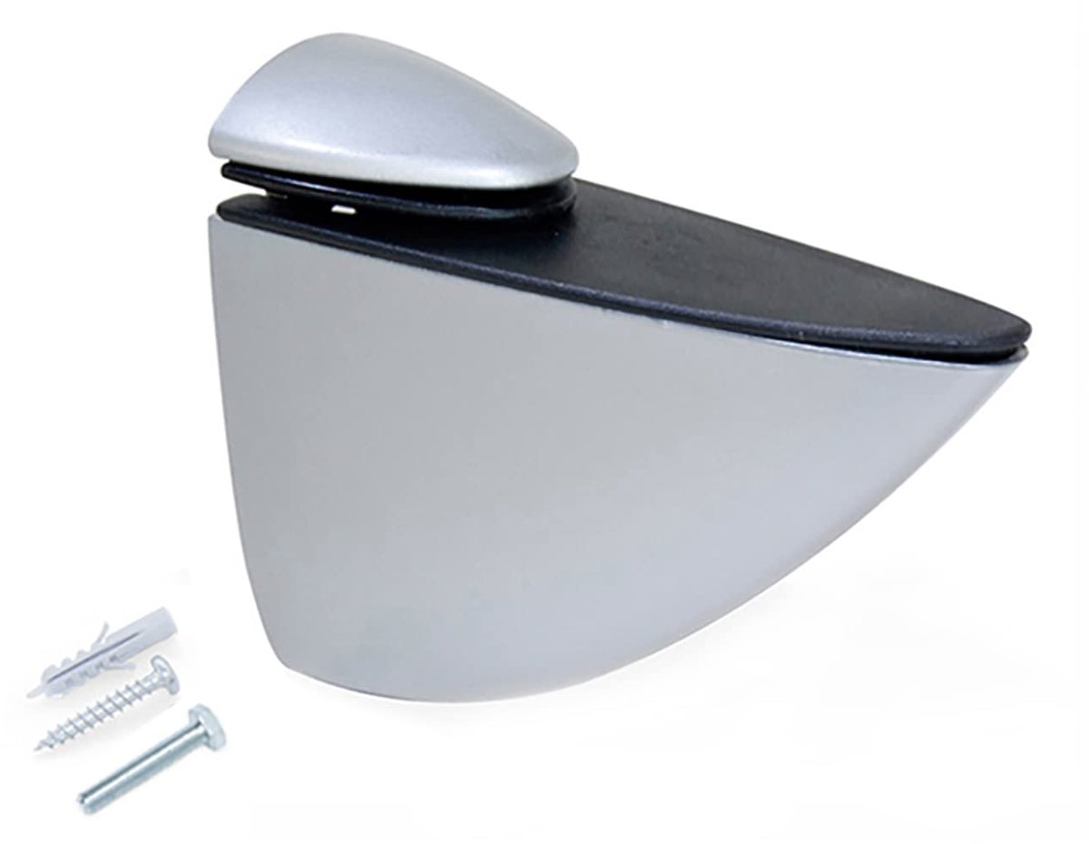 Plankdragers model Pelicano voor planken in hout/glas/kristal met dikte 5-40 mm uitvoering aluminiumkleur gelakt