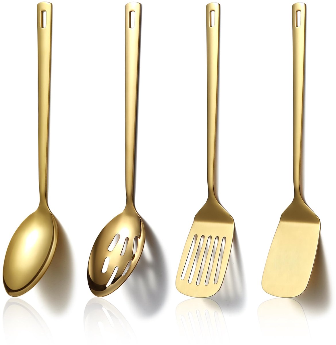 Gold Keukengerei Set 4Pcs, Titanium Gold Plating Roestvrij Staal KookgereiSet, Keukengereedschap Spatels Set, Kooklepels, Home Essentials Keuken Gadgets Accessoires