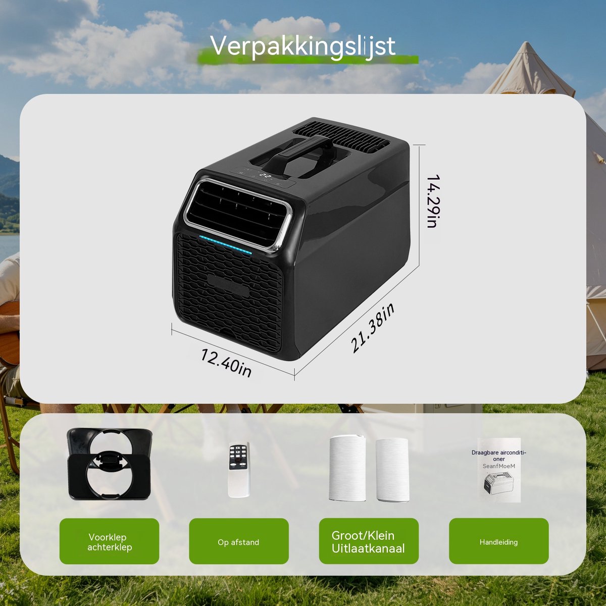 Mobiele Airco - Airconditioner Met Afvoerslang - Koelen En Ontvochtigen - Timer 0,5-24 Uur - 6000 BTU – Kamer En Kantoor – 54,3x31,5x36,3cm – Semi-Transparant — afbeelding 6