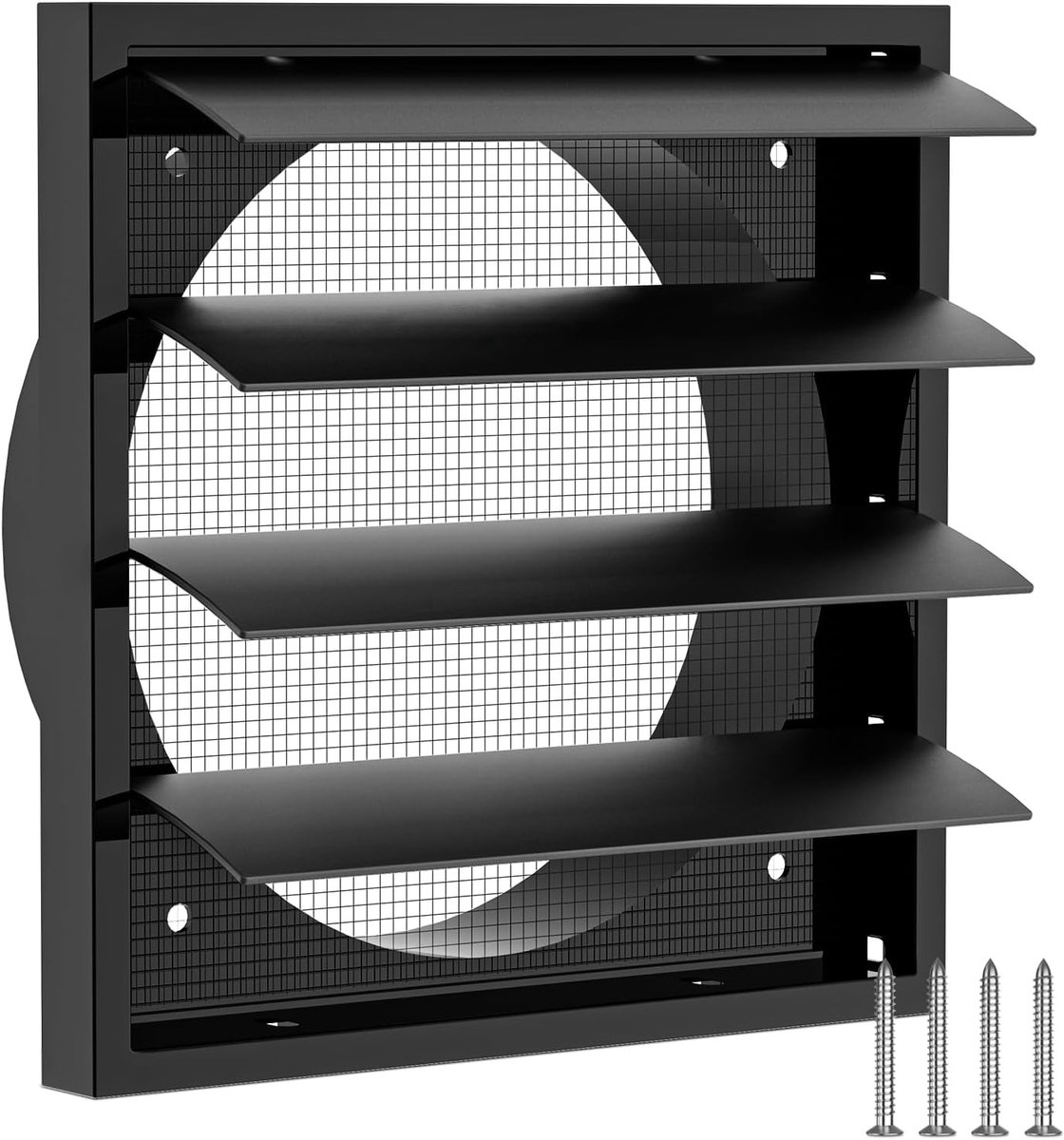 Lockbare Ventilatierooster 175mm x 175mm met Beweegbare Lamellen en Insectenbescherming, A