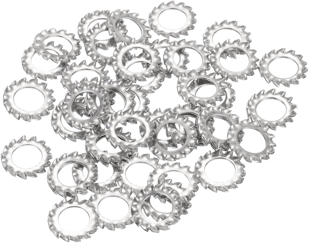Borgringen van roestvrij staal 304 met externe tanden, stervergrendelingsschijven M8 tandschijven voor schroeven schroeven mechanische uitrusting, zilver