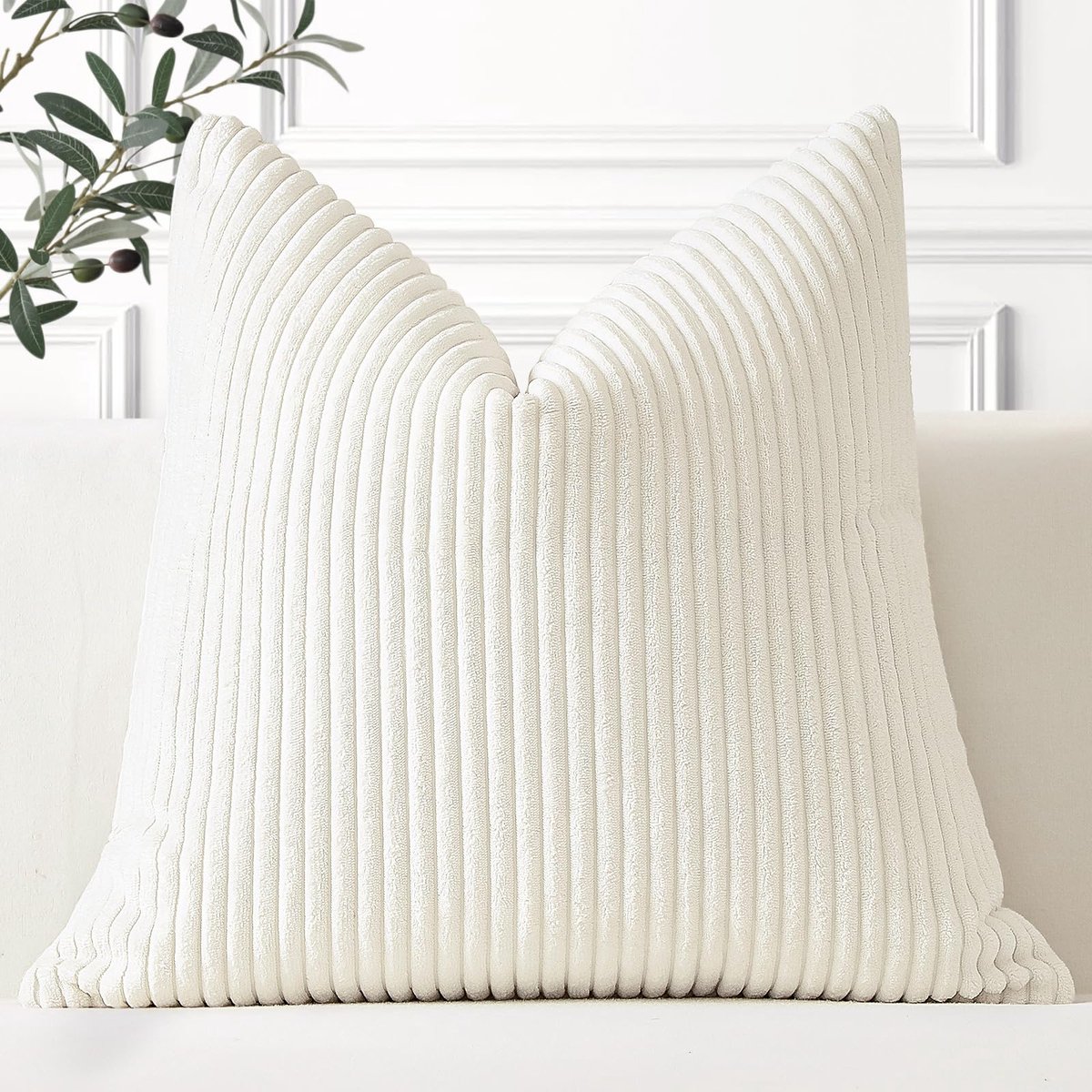Kussenhoes 45 x 45 cm - gestreept corduroy - super zacht - decoratie voor sofa en slaapkamer - ShopVlot