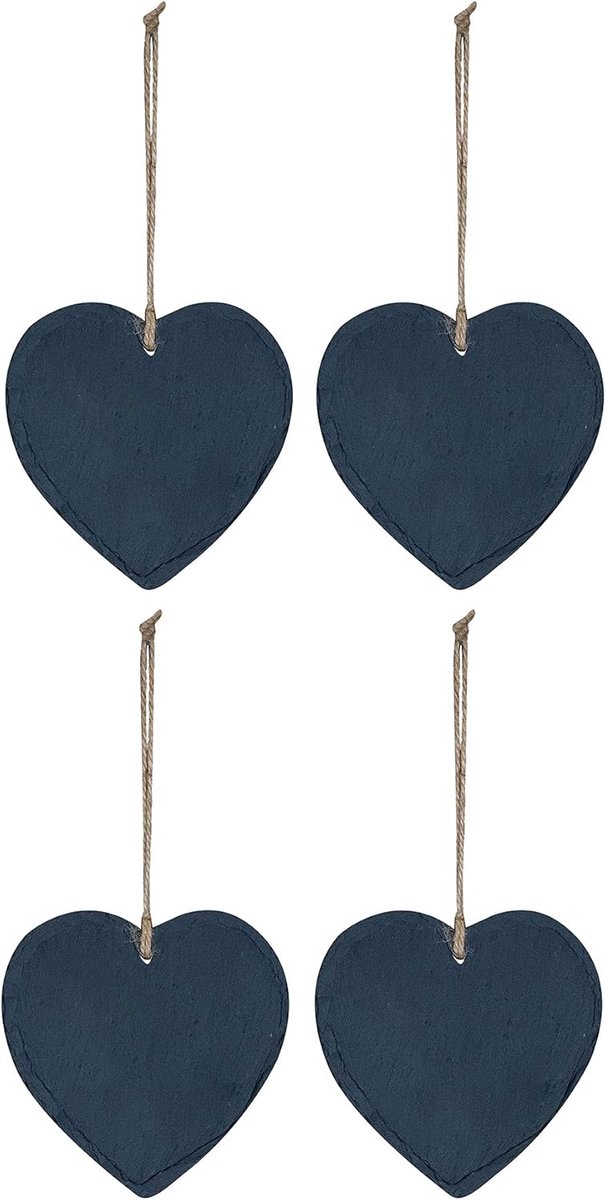 levandeo Set van 4 leistenen bord hart 12x12cm leisteen plaat memobord deurbordje decoratiehanger bord wanddecoratie