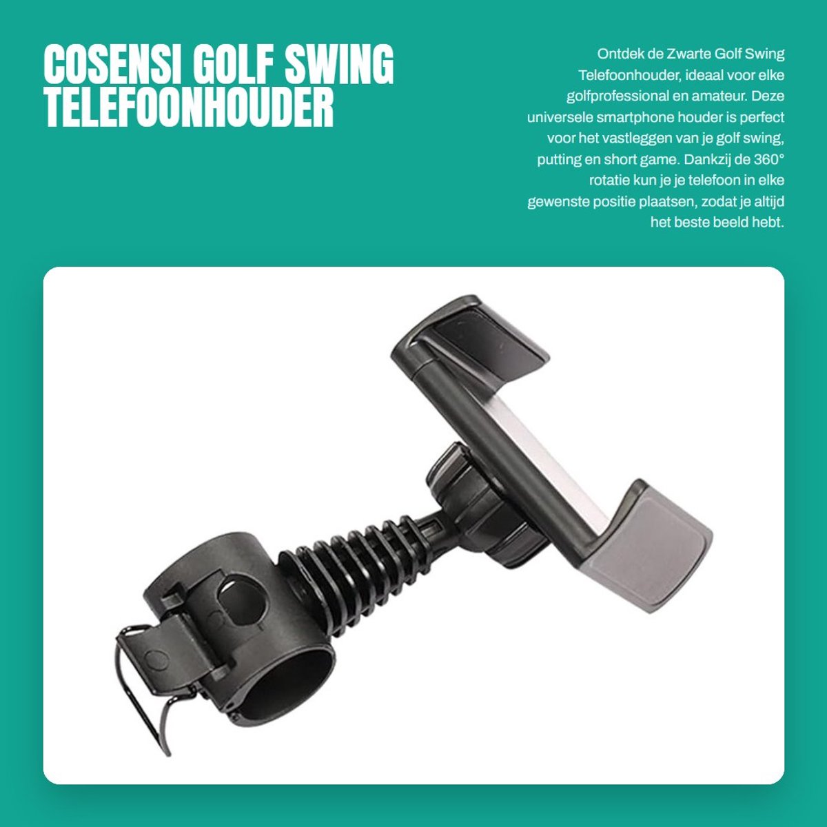 Dailygoods- Telefoonhouder Universeel - 360° Rotatie - Verstelbaar - Geschikt voor Golf Buggy/Trolley - Smartphone Houder - Voor Mobiele Telefoons tot 4,3 inch - Smartphonehouder
