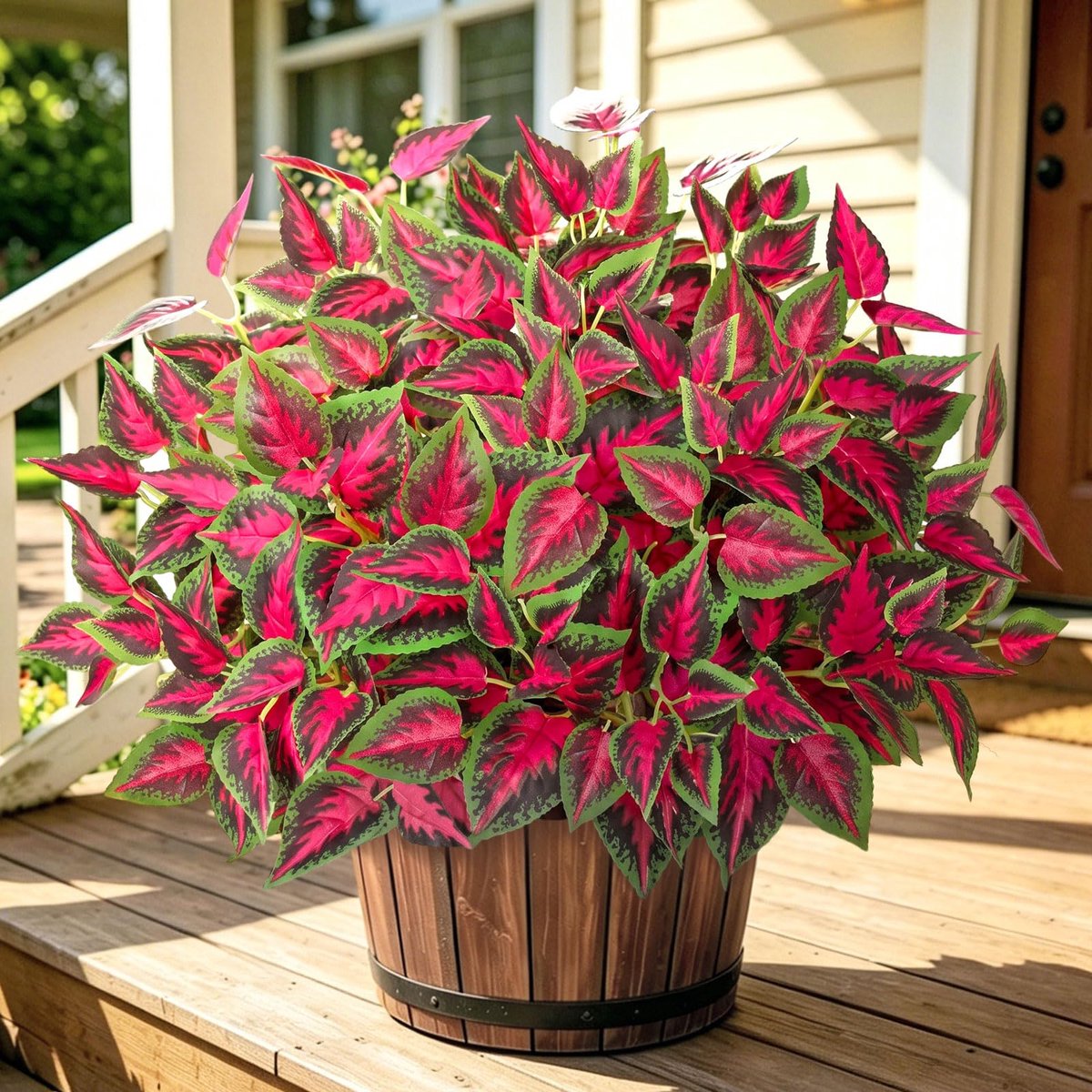 4 stuks kunstplanten zoals echte kunstmatige netelnetel, kunstplant voor buiten, weerbestendige kunstplanten voor buiten, decoratief blad, 40 cm, uv-bestendige zijden planten voor tuin, terras en