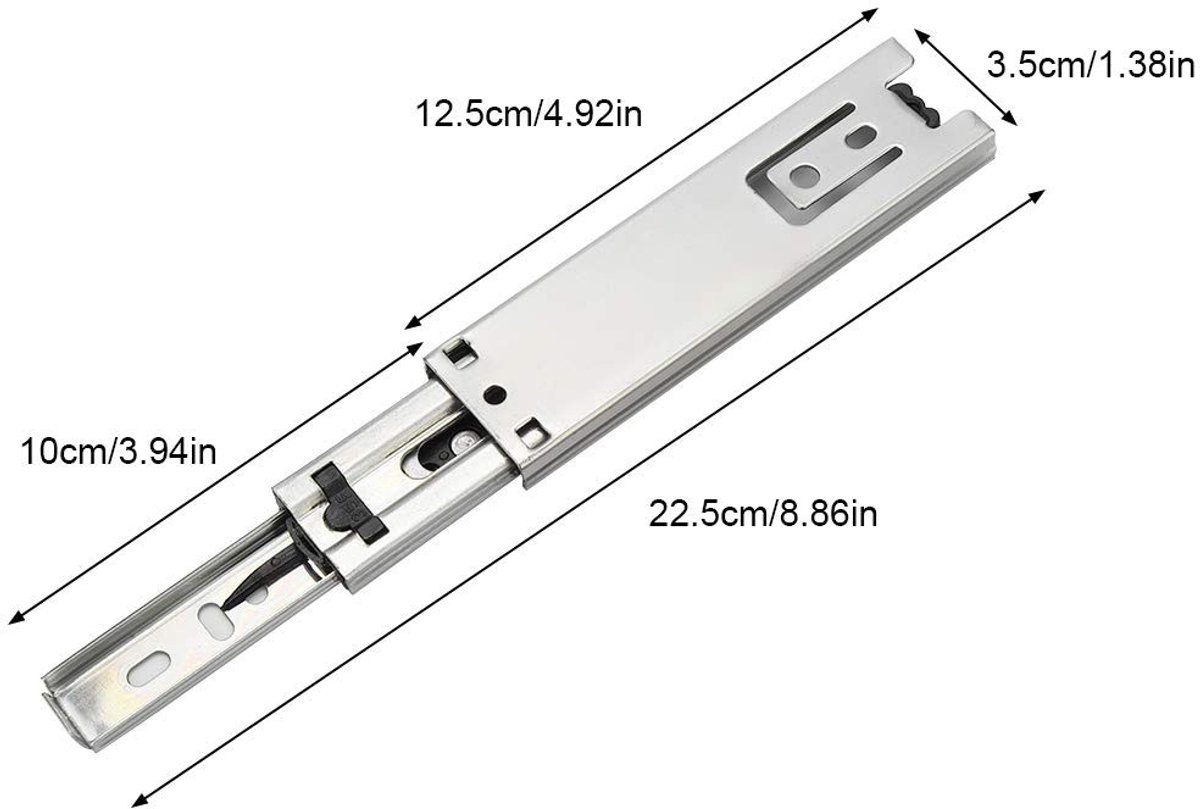 Dailygoods - 2 * Ladegeleiders 2 Stks 5in Mini Korte Ladegeleiders Meubels Geleiderail Volledige Uitbreiding Keukenkast Hardware
