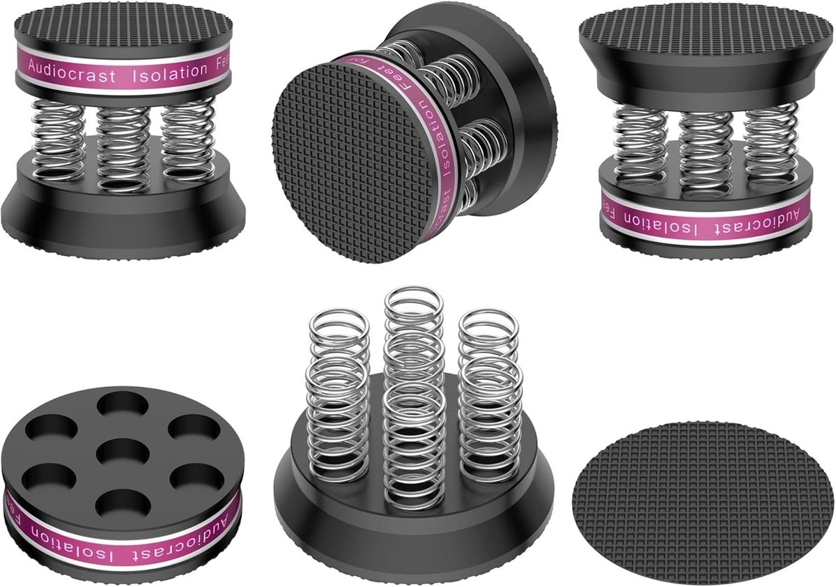 Dailygoods- Luidsprekervoetjes 4 Stuks - Trillingsdemper - Aluminium Voetjes - Audio Absorber - Antislipmat - Hoge Demping