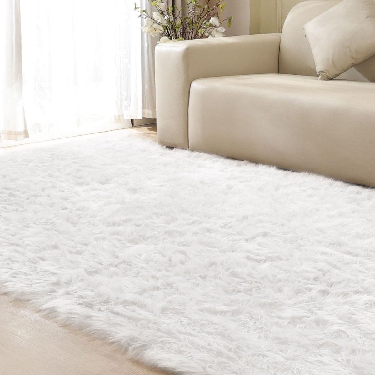 Tapijt 180 x 270 cm wit Fluffy Shaggy Tapijt Zacht Vloerkleed voor Slaapkamer