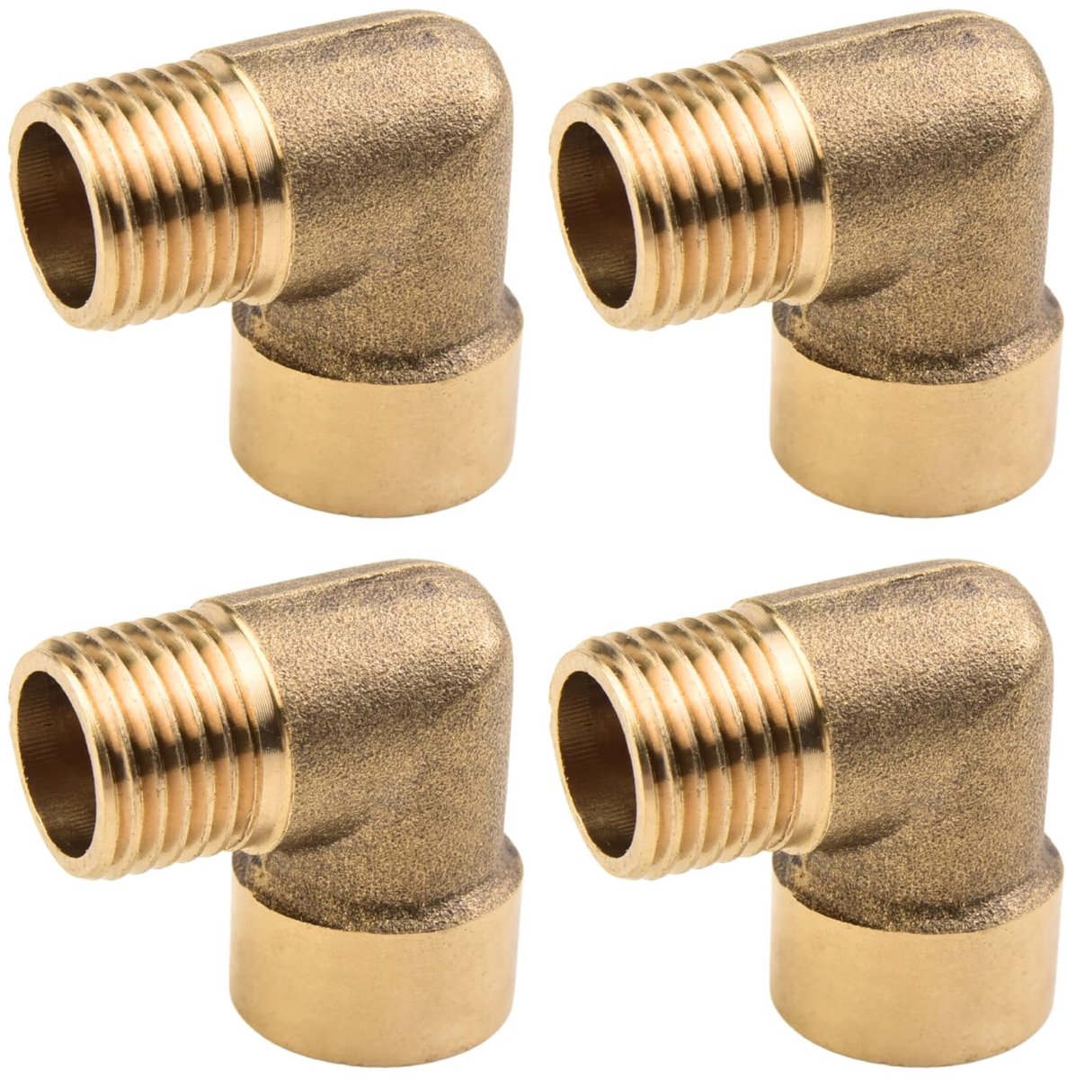 4 Stuks massief messing 90° hoekstuk | G 1/4" binnendraad x buitendraad, verdikte wand, corrosiebestendig en lekvrij, geschikt voor loodgieterswerk, sanitair en centrale verwarming